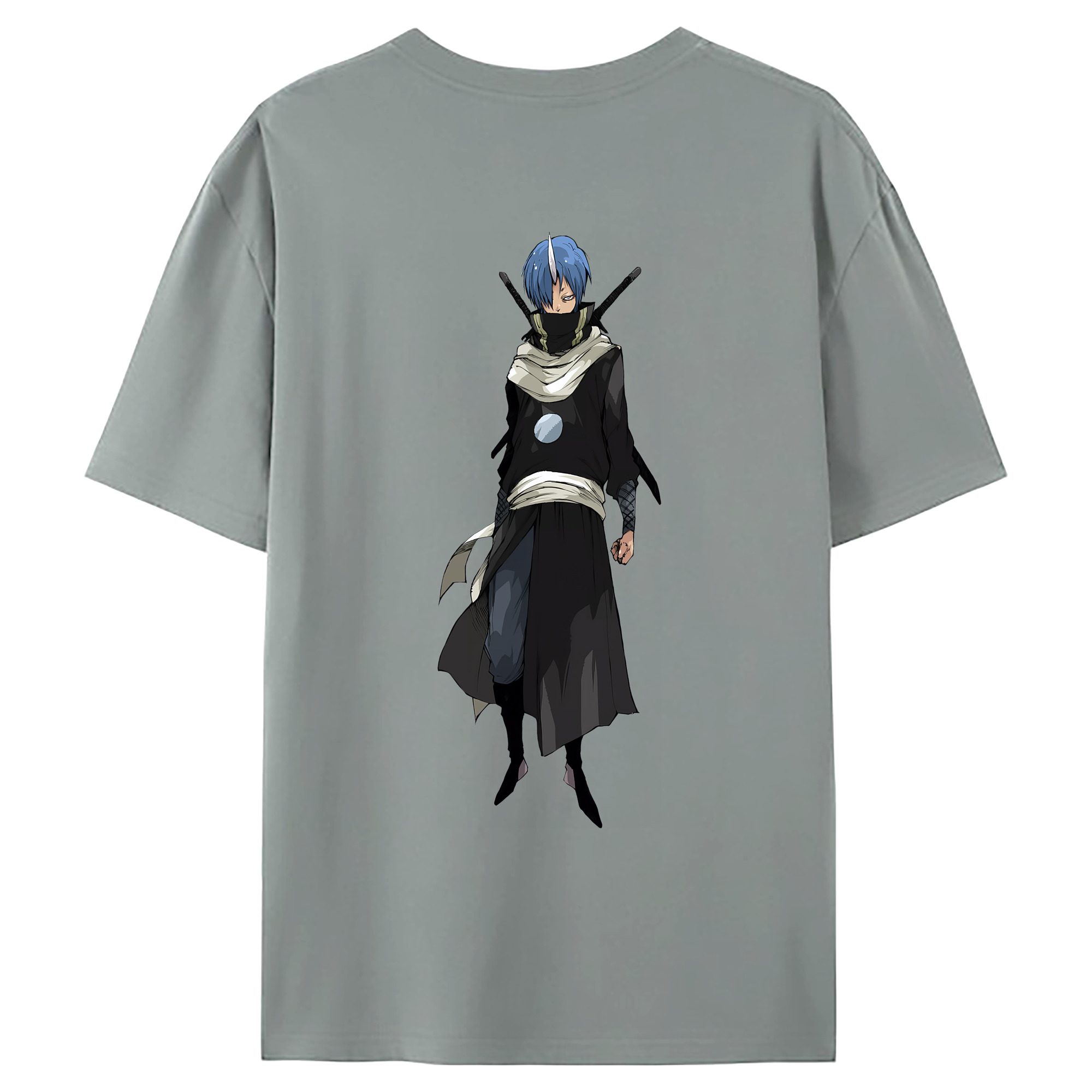 （画像用） 転スラ Regarding Reincarnated to Slime 綿100％ メンズ半袖Tシャツ（バックプリント） 通気性